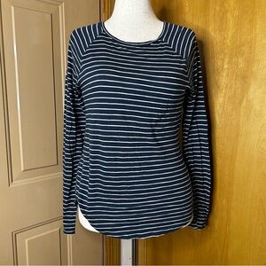 Hollister Dark Blue and White Striped Long Sleeve Top